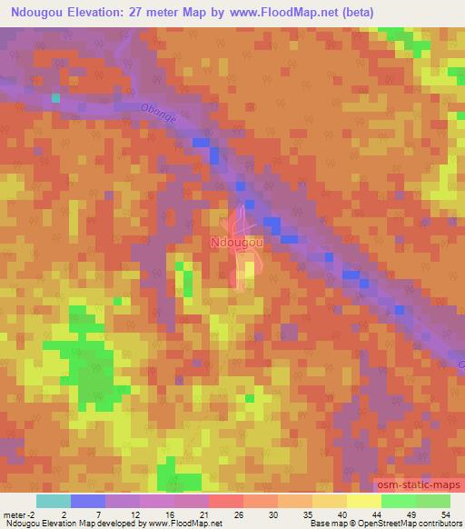 Ndougou,Gabon Elevation Map