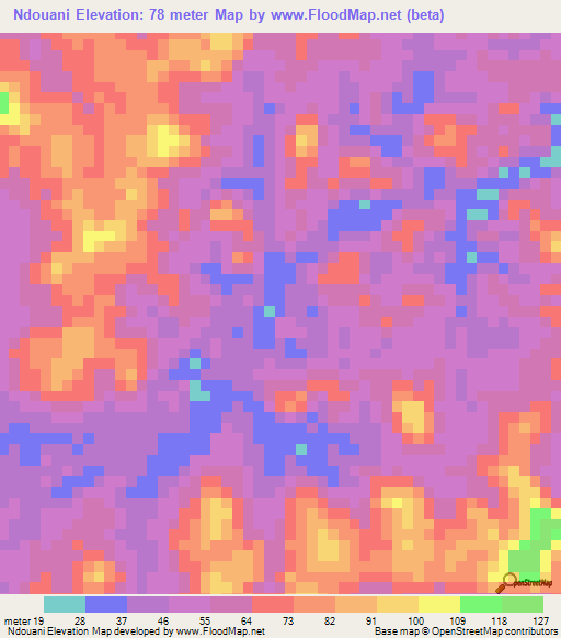 Ndouani,Gabon Elevation Map