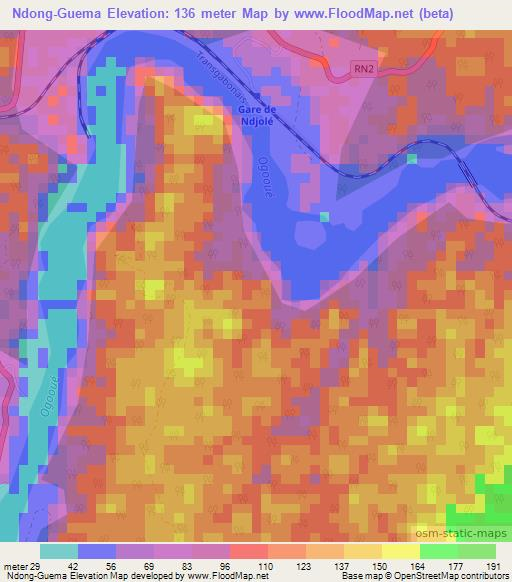 Ndong-Guema,Gabon Elevation Map