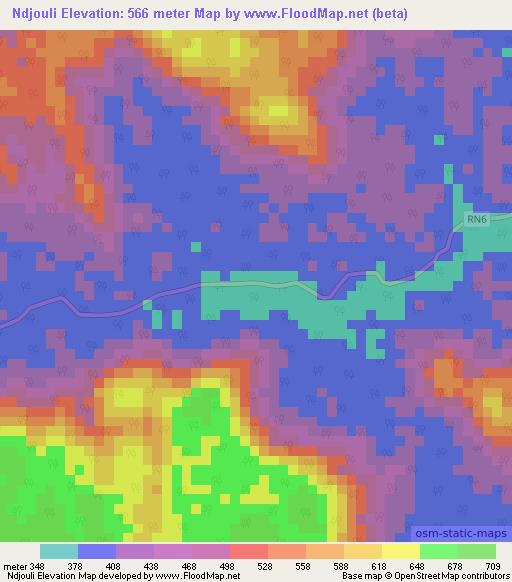 Ndjouli,Gabon Elevation Map