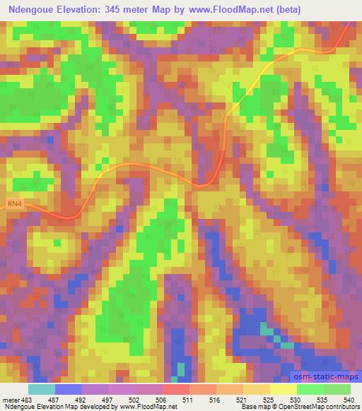 Ndengoue,Gabon Elevation Map