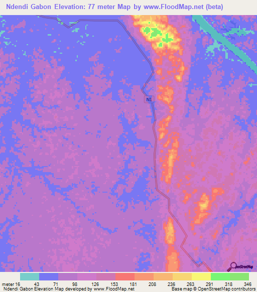 Ndendi Gabon,Gabon Elevation Map