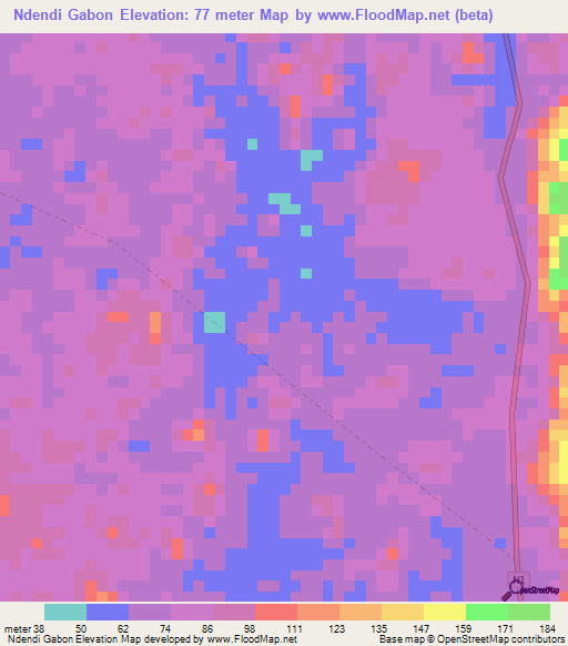Ndendi Gabon,Gabon Elevation Map