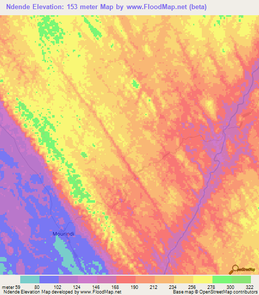 Ndende,Gabon Elevation Map