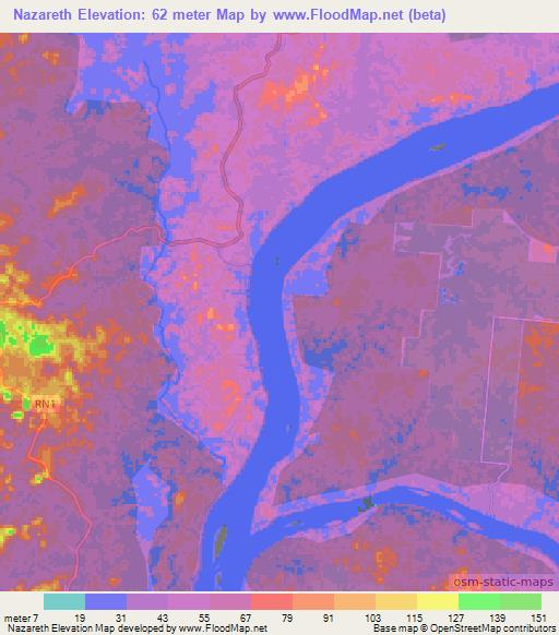 Nazareth,Gabon Elevation Map