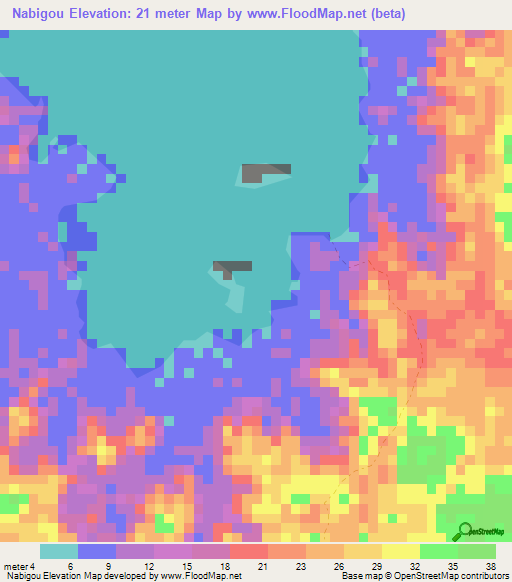 Nabigou,Gabon Elevation Map