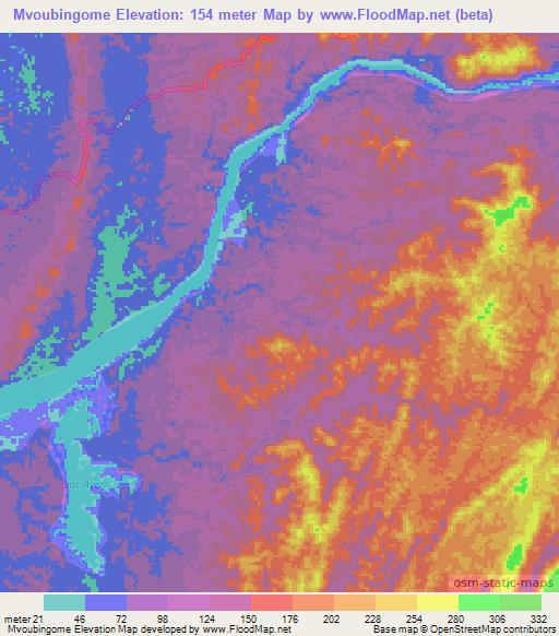 Mvoubingome,Gabon Elevation Map