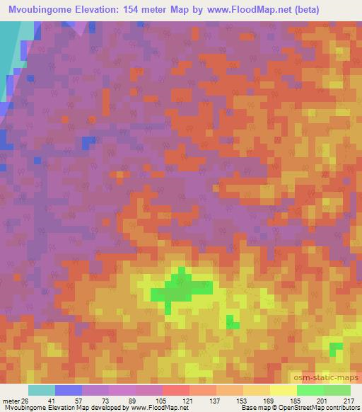 Mvoubingome,Gabon Elevation Map