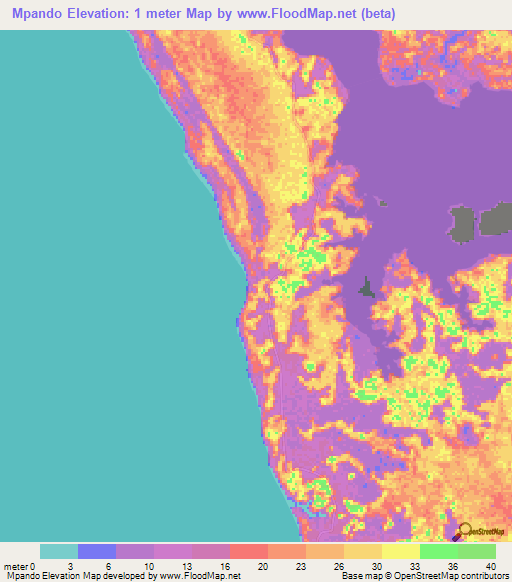 Mpando,Gabon Elevation Map