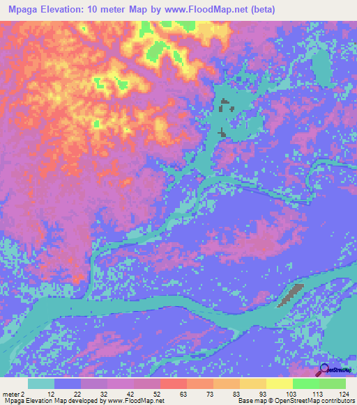 Mpaga,Gabon Elevation Map