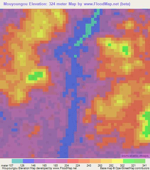 Mouyoungou,Gabon Elevation Map