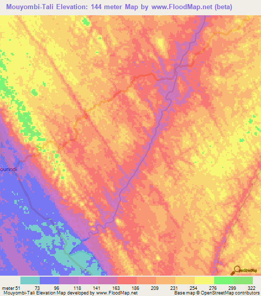 Mouyombi-Tali,Gabon Elevation Map