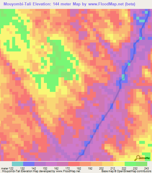 Mouyombi-Tali,Gabon Elevation Map
