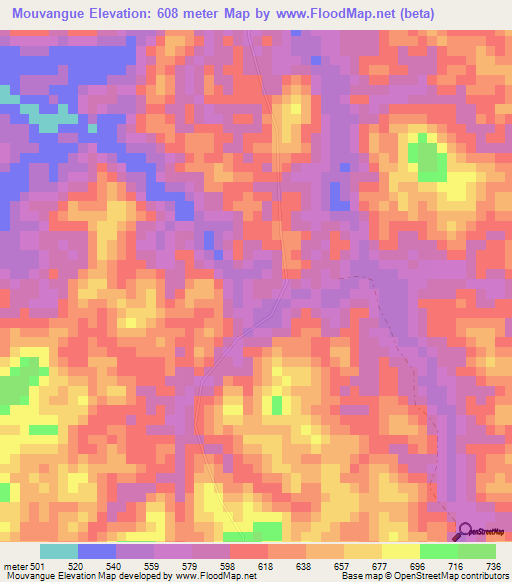 Mouvangue,Gabon Elevation Map