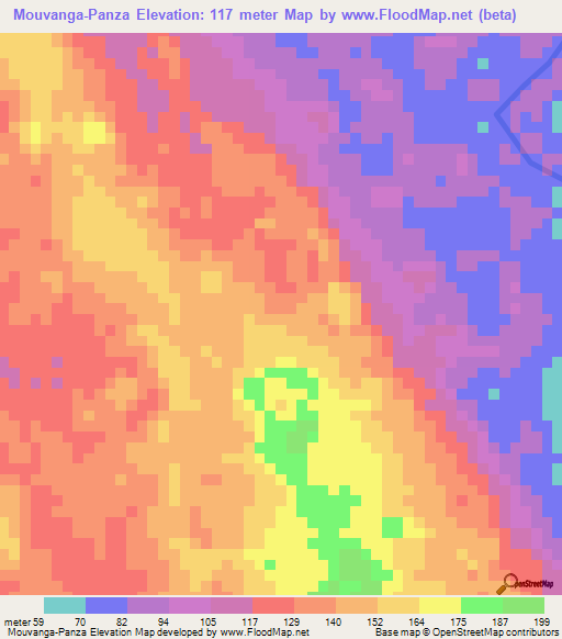 Mouvanga-Panza,Gabon Elevation Map
