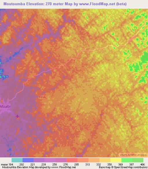 Moutoumba,Gabon Elevation Map