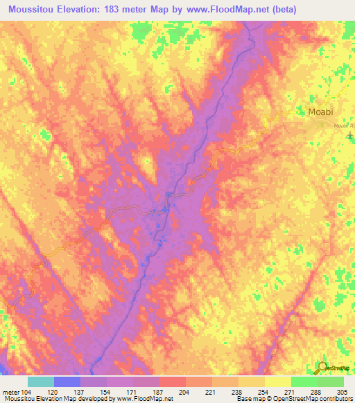 Moussitou,Gabon Elevation Map