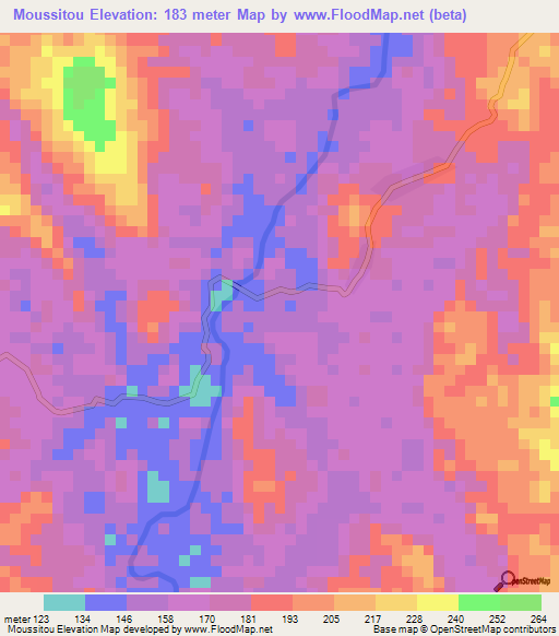 Moussitou,Gabon Elevation Map