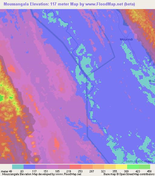 Moussangala,Gabon Elevation Map