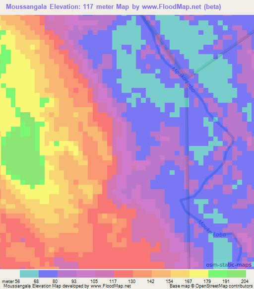 Moussangala,Gabon Elevation Map