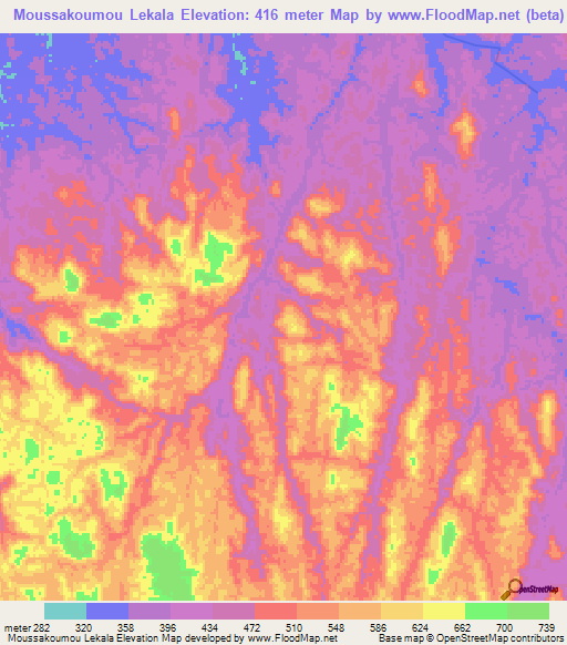 Moussakoumou Lekala,Gabon Elevation Map