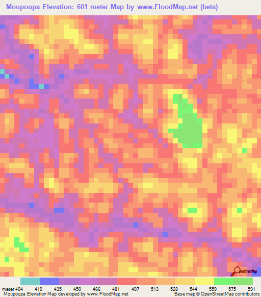 Moupoupa,Gabon Elevation Map