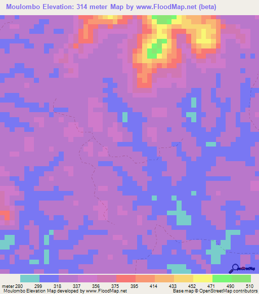 Moulombo,Gabon Elevation Map