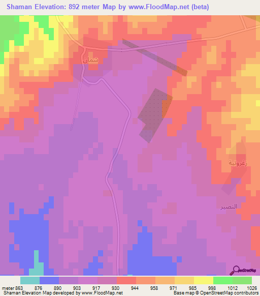 Shaman,Syria Elevation Map