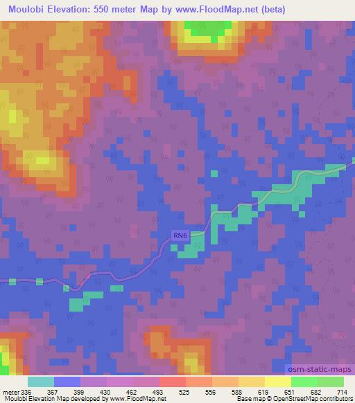 Moulobi,Gabon Elevation Map