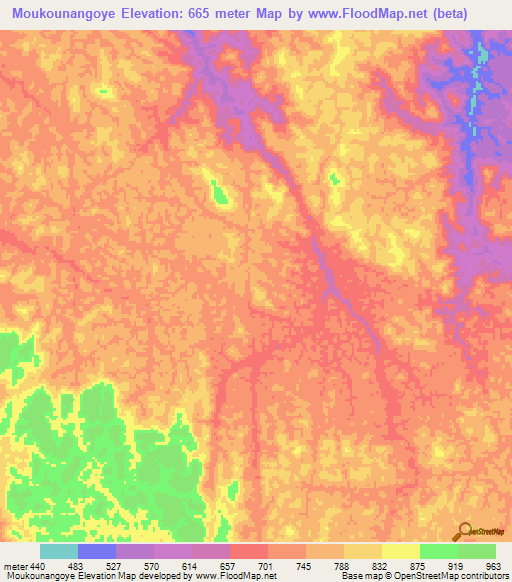 Moukounangoye,Gabon Elevation Map