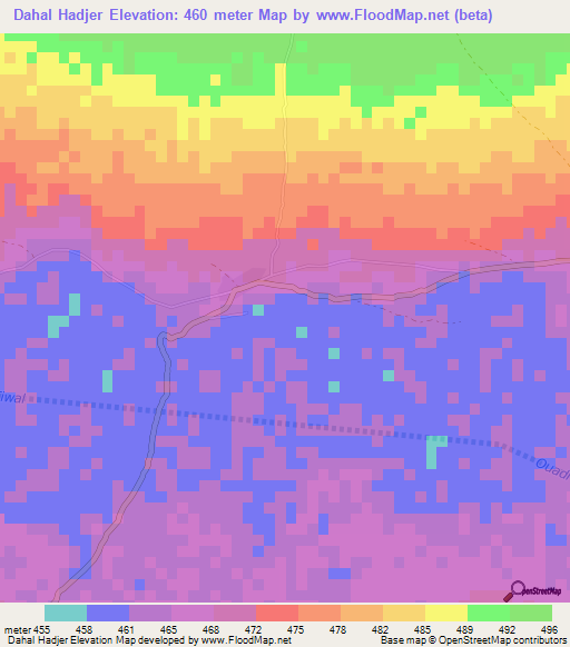 Dahal Hadjer,Central African Republic Elevation Map