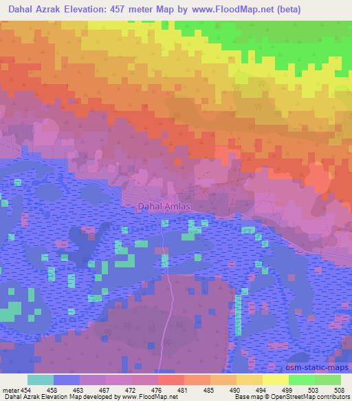 Dahal Azrak,Central African Republic Elevation Map