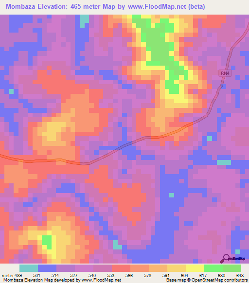 Mombaza,Gabon Elevation Map