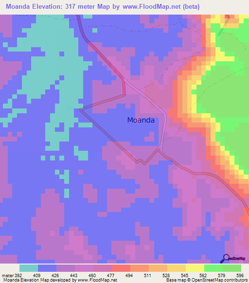 Moanda,Gabon Elevation Map