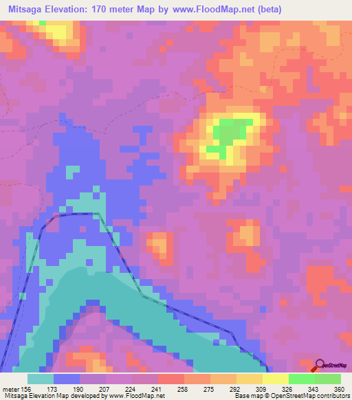 Mitsaga,Gabon Elevation Map