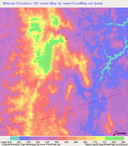 Mitende,Gabon Elevation Map
