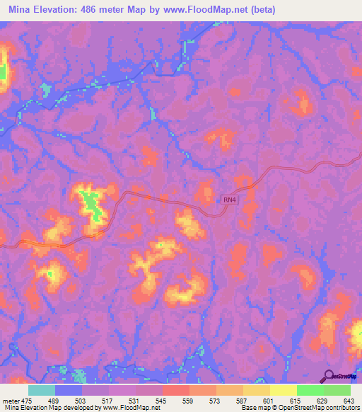 Mina,Gabon Elevation Map