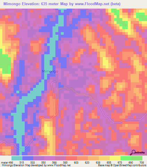 Mimongo,Gabon Elevation Map