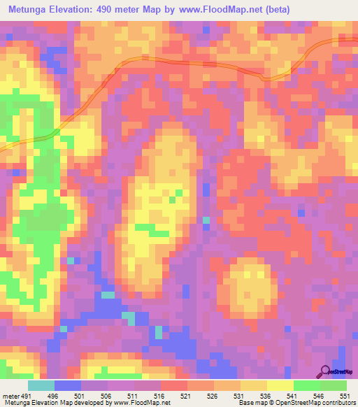Metunga,Gabon Elevation Map