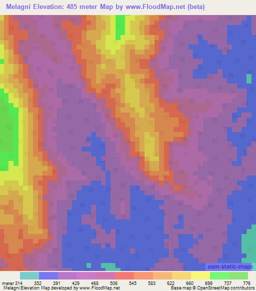 Melagni,Gabon Elevation Map
