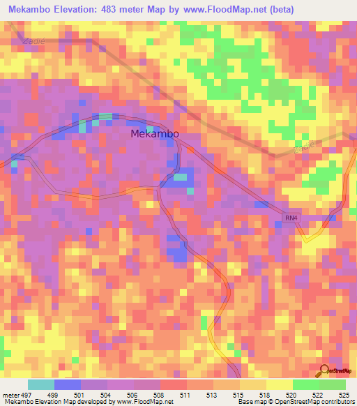 Mekambo,Gabon Elevation Map