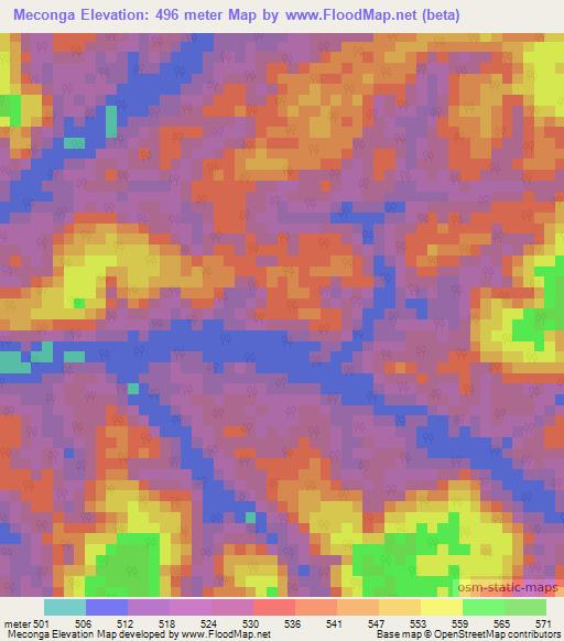 Meconga,Gabon Elevation Map