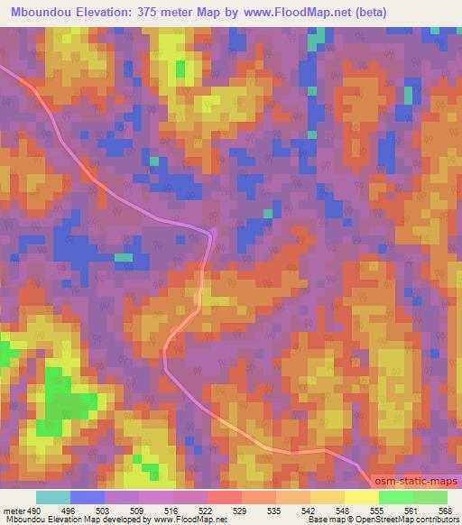 Mboundou,Gabon Elevation Map