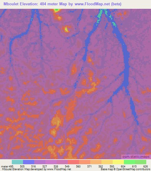 Mboulet,Gabon Elevation Map