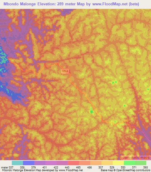 Mbondo Malonge,Gabon Elevation Map