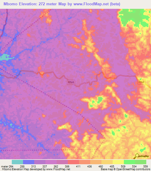 Mbomo,Gabon Elevation Map