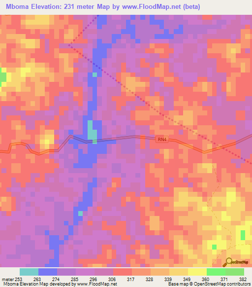 Mboma,Gabon Elevation Map