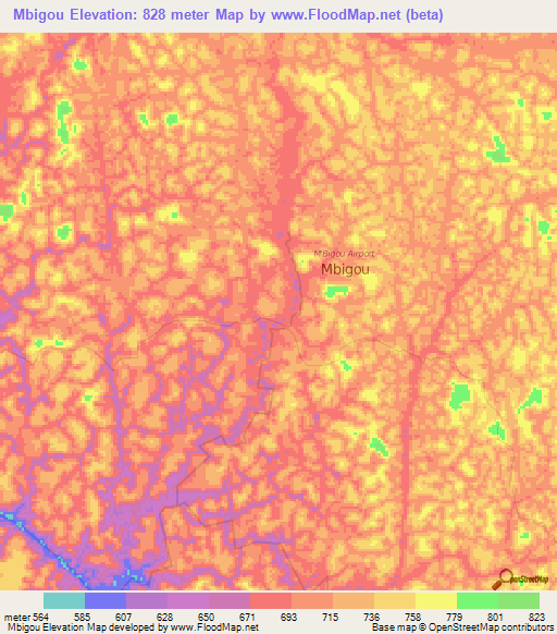 Mbigou,Gabon Elevation Map