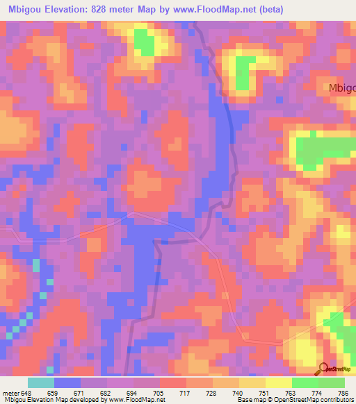Mbigou,Gabon Elevation Map