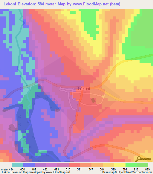 Lekoni,Gabon Elevation Map